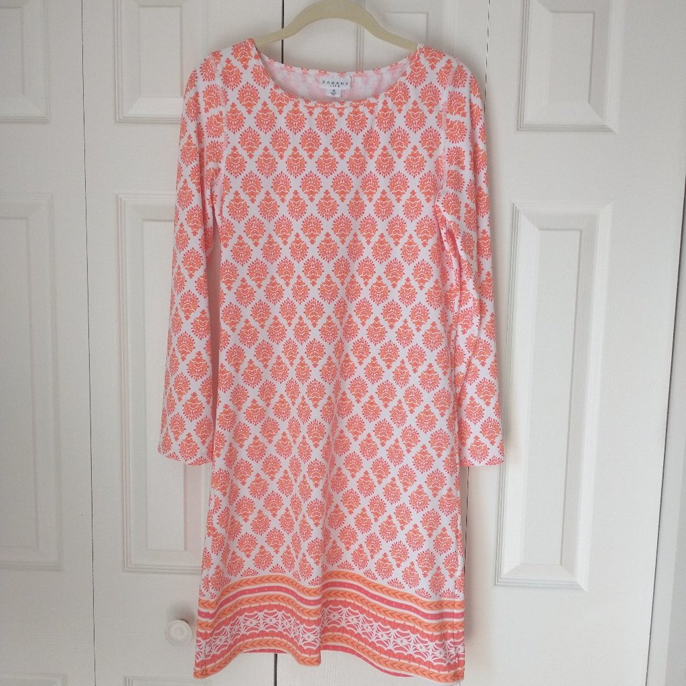 CABANA LIFE Orange Long Sleeve Dress (Medium)